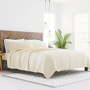 Checkered Embossed 4-Piece California King Sheet Set, Ivory, rollover