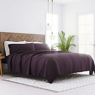 Checkered Embossed 4-Piece California King Sheet Set, Purple, rollover