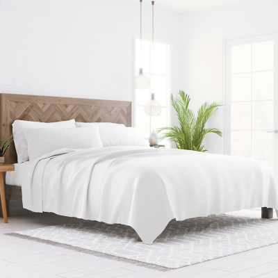 Checkered Embossed 4-Piece Twin Sheet Set, White, rollover
