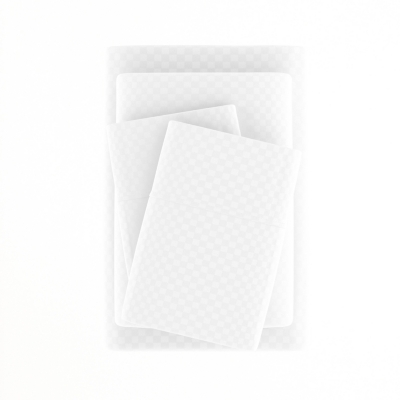 Checkered Embossed 4-Piece Twin Sheet Set, White, rollover