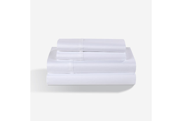 The Bedgear® Hyper-Cotton™ sheet set blends performance and eco-friendly fibers to create a soft hand feel with lasting durability and increased airflow. Hyper-Cotton sheets have a quick dry technology that provides fast evaporation of moisture. What's more, they provide 4x the airflow to your bed compared to traditional cotton sheets, allowing your body to achieve optimal temperature regulation. The seamless fitted sheet creates a smooth sleep surface while the Powerband® ensures the most secure fit and grip on your mattress. As an added plus, these sheets work great with adjustable bases.Set includes 2 fitted sheets, flat sheet and 2 pillowcases | Made of 60% cotton and 40% rayon | Enhanced airflow | Hypoallergenic | Touchably soft and wrinkle resistant | Machine washable | Made in USA of imported materials