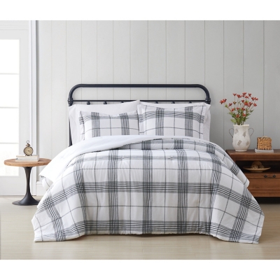 Cottage Classics Cottage Plaid 2 Piece Twin/Twin XL Comforter Set, Black/White, large