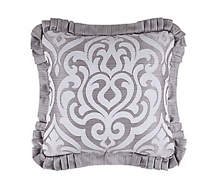 J. Queen New York Luxembourg Silver 20" SquareDecorative Throw Pillow, , rollover