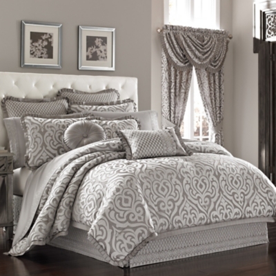 J.Queen New York Luxembourg Silver 4 Piece Piece Comforter Set, Silver, large