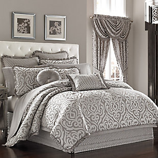 J.Queen New York Luxembourg Silver 4 Piece Piece Comforter Set, Silver, large