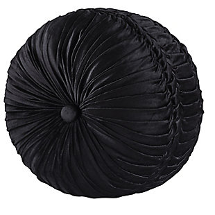 J.Queen New York Bradshaw Black Tufted Rounddecorative Throw Pillow, Black, rollover
