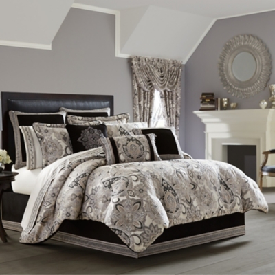 J.Queen New York Guiliana 4 Piece Piece Comforter Set, Silver, large