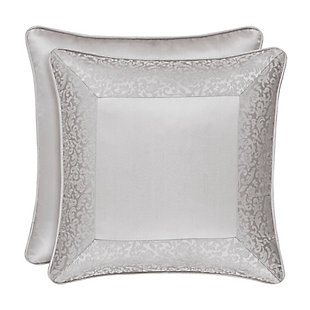 J.Queen New York La Scala Silver 18" SquareDecorative Throw Pillow, Silver, large