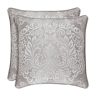 J.Queen New York La Scala Silver 20" SquareDecorative Throw Pillow, Silver, large