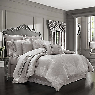 J.Queen New York La Scala Silver King 4 Piece Comforter Set, Silver, large