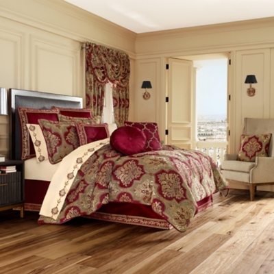 J.Queen New York Maribella 4 Piece Piece Comforter Set, Crimson, large