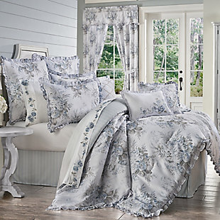 Royal Court Estelle Queen 4 Piece Comforter Set, Blue, large