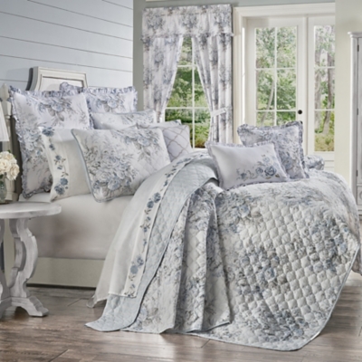 Cassia Reversible Pale Blue Floral Quilt Bedding by Piper & Wright