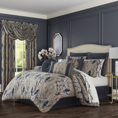 J.Queen New York Luciana Indigo 4 Piece Piece Comforter Set, Indigo, large