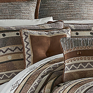 The Timber 18" Decorative Pillow is a regional design in shades of Linen, Tan, Brown and Black. The high and low texture of the alternating stripes play an important role in this dimensional ensemble. Reversing to a ombre faux fur this pillow will add a rustic elegance to your ensemble.100% polyester | White | Elegant accent pillow for your bedding, sofa, or armchair | Made with design house quality fabric and craftsmanship | Timeless take on traditional patterns with an updated color palette | Dry clean only | Imported | Polyester fill
