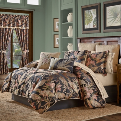 J.Queen New York Martinique 4 Piece Piece Comforter Set, Black, large