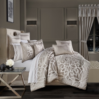 J.Queen New York Deco 4 Piece Comforter Set, Silver, large