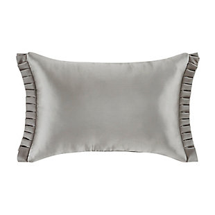 The Desiree Boudoir Throw Pillow is beautifully pieced with a centered woven jacquard damask, a coordinating jacquard border, and silver satin fabrics. This decadent pillow is embellished with lovely silvertone ruffled edges to complete the traditional look. Pair this 15 x 21 inch pillow with the Desiree bedding set by J. Queen New York for a complete luxury look.100% polyester | Silver | Elegant accent pillow for your bedding, sofa, or armchair | Made with design house quality fabric and craftsmanship | Timeless take on traditional patterns with an updated color palette | Dry clean only | Imported | Polyester fill