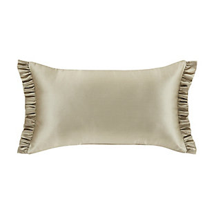 The Glendale Boudoir Throw Pillow is beautifully pieced with a centered woven jacquard floral, a jacquard border stripe and silver satin fabrics. This decadent pillow is embellished with lovely silver ruffled edges to complete the traditional elegant look. Pair this 13 x 21 inch pillow with the Glendale bedding set and window treatments by J. Queen New York for a complete luxury addition to your decor.100% polyester | Blue | Elegant accent pillow for your bedding, sofa, or armchair | Made with design house quality fabric and craftsmanship | Timeless take on traditional patterns with an updated color palette | Dry clean only | Imported | Polyester fill
