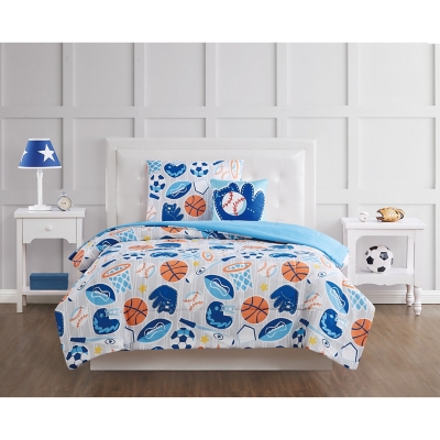 Pem America All Star Twin 3 Piece Comforter Set, Blue, rollover