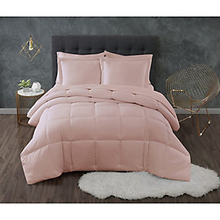 Truly Calm Antimicrobial 3 Piece Down Alternative Full/Queen Comforter Set, Blush, rollover