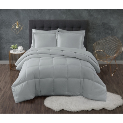 Truly Calm Antimicrobial 3 Piece Down Alternative Full/Queen Comforter Set, Gray, large