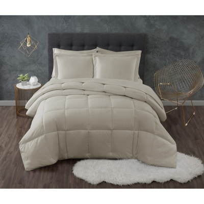 Truly Calm Antimicrobial 3 Piece Down Alternative Full/Queen Comforter Set, Khaki, large