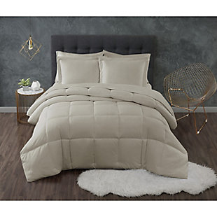 Truly Calm Antimicrobial 3 Piece Down Alternative Full/Queen Comforter Set, Khaki, rollover