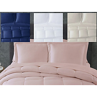 Have a Truly Calm sleep with this certified anti-microbial and anti-odor control solid color comforter set. The HeiQ technology combines scientific research with sleep enhancements for the simple purpose of improving the quality of sleep, which is essential to help maintain your optimal health and well-being. The 100% hypoallergenic fabric on the face and back is wonderfully soft and enhanced by a 100% down alternative polyester fill for a dreamy bedroom refresh.Made of 100% brushed microfiber with heiq anti-microbial and odor control finish to keep your home clean and calm; 100% hypoallergenic polyester fill | Imported | Machine washable; must be washed in appropriate size equipment to avoid damage | Includes: one twin/twin xl comforter 68x90 inches and one standard sham 20x26 inches