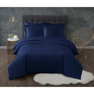 Truly Calm Antimicrobial 3 Piece Full/Queen Duvet Set, Navy, large