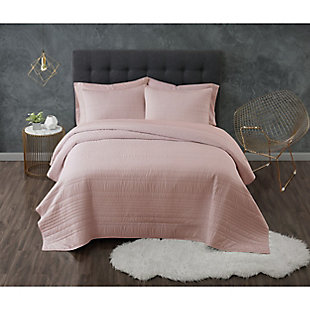 Truly Calm Antimicrobial 3 Piece Full/Queen Quilt Set, Blush, rollover