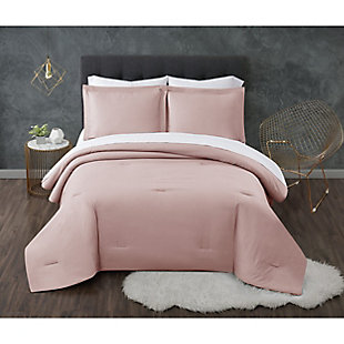 Truly Calm Antimicrobial 7 Piece Full Bed in a Bag, Blush/White, rollover