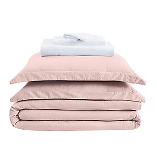 Truly Calm Antimicrobial 7 Piece Full Bed in a Bag, Blush/White, large