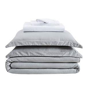 Truly Calm Antimicrobial 5 Piece Twin Bed in a Bag, Gray/White, large