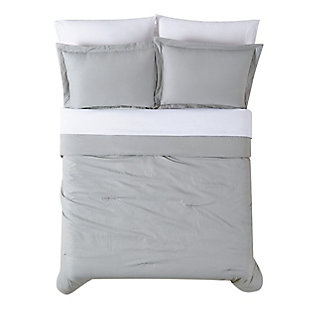 Have a Truly Calm sleep with this certified antimicrobial and anti-odor control solid color Bed in a Bag with comforter and sheet set. The HeiQ technology combines scientific research with sleep enhancements for the simple purpose of improving the quality of sleep, which is essential to help maintain your optimal health and well-being. The bedding is beautified with a seersucker patterned face for enhanced texture and filled with a 100% down alternative polyester for a dreamy bedroom refresh.Made of 100% microfiber with heiq pure antimicrobial treatment with 100% polyester fill; face cloth uses a heat set seersucker texture | Imported | Machine washable; must be washed in appropriate size equipment to avoid damage | Includes: one comforter 68x90 inches, one standard sham 20x26 inches, one fitted sheet 39x80 inches with 13 inch pocket to fit up to a 15 inch deep mattress, one flat sheet 69x102 inches, and one pillowcase 20x30 inches
