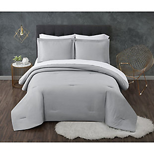Truly Calm Antimicrobial 7 Piece Full Bed in a Bag, Gray/White, rollover
