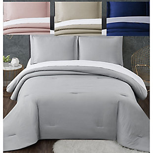 Have a Truly Calm sleep with this certified antimicrobial and anti-odor control solid color Bed in a Bag with comforter and sheet set. The HeiQ technology combines scientific research with sleep enhancements for the simple purpose of improving the quality of sleep, which is essential to help maintain your optimal health and well-being. The bedding is beautified with a seersucker patterned face for enhanced texture and filled with a 100% down alternative polyester for a dreamy bedroom refresh.Made of 100% microfiber with heiq pure antimicrobial treatment with 100% polyester fill; face cloth uses a heat set seersucker texture | Imported | Machine washable; must be washed in appropriate size equipment to avoid damage | Includes: one comforter 90x90 inches, two standard shams 20x26 inches, one fitted sheet 60x80 inches with 15 inch pocket to fit up to a 18 inch deep mattress, one flat sheet 96x98 inches, and two pillowcases 20x30 inches