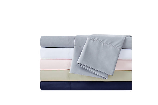Have a Truly Calm sleep with this certified anti-microbial and anti-odor control solid color sheet set. The HeiQ technology combines scientific research with sleep enhancements for the simple purpose of improving the quality of sleep, which is essential to help maintain your optimal health and well-being. Featuring deep pockets for larger mattresses, this sheet set is made of brushed microfiber for a wonderfully soft feel with 100% hypoallergenic appeal.Made of 100% brushed microfiber with heiq anti-microbial and odor control finish to keep your home clean and calm | Imported | Machine washable; must be washed in appropriate size equipment to avoid damage | Includes: one fitted sheet 54x75 inches with a 15 inch pocket to fit up to a 18 inch deep mattress, one flat sheet 90x93 inches, and two pillowcases 20x30 inches