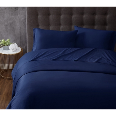 Truly Calm Antimicrobial 3 Piece Twin Sheet Set, Navy, large