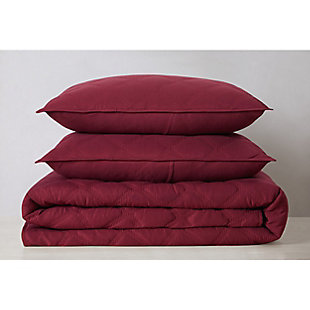 Truly Soft Everyday 3D Puff 3 Piece Full/Queen Quilt Set, Burgundy, large