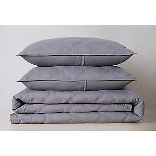 Truly Soft Everyday 3D Puff 3 Piece King Quilt Set, Gray, large
