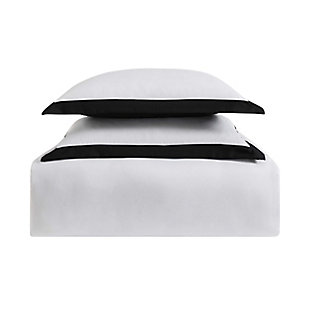Truly Soft Everyday Hotel Border 7 Piece Full/Queen Duvet Set, White/Black, large