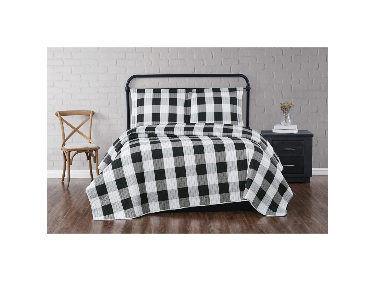 Black shops White Buffalo Plaid KING Quilt Set