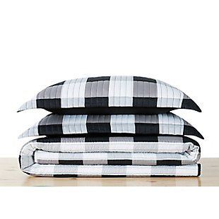 Truly Soft Everyday Buffalo Plaid 3 Piece King XL Quilt Set, White/Black, large