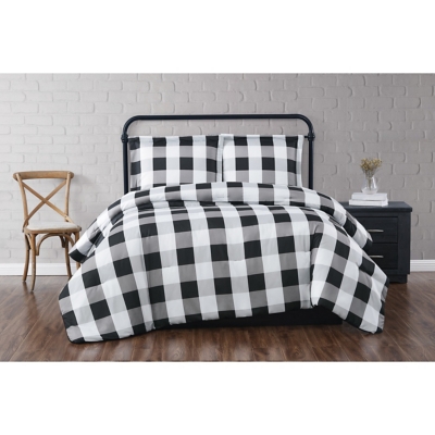 Truly Soft Everyday Buffalo Plaid 2 Piece Twin XL Duvet Set, White/Black, rollover