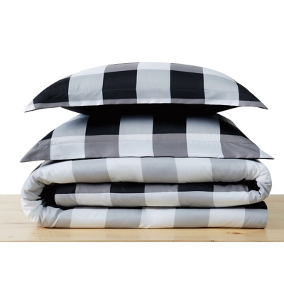 Truly Soft Everyday Buffalo Plaid 2 Piece Twin XL Duvet Set, White/Black, large