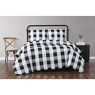 Truly Soft Everyday Buffalo Plaid 3 Piece Full/Queen Duvet Set, White/Black, rollover