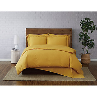 Longing for an instant bedroom refresh? Do yourself a solid by opting for this sumptuously soft solid tone duvet set made of 100% cotton. Crisp, cool and lightweight, like your favorite button-down shirt, this duvet set is made from 100% tight-weave cotton, making it more breathable so you can have a good night’s rest. For hot sleepers, that’s a cool thing. Sure to get softer with every wash, the duvet uses a simple 11" flap to allow for easy insertion and removal of your down or down alternative comforter. Duvet only; comforter insert not included.Made of 100% cotton fabric for a soft, natural feel | Imported | Machine washable; must be washed in appropriate size equipment to avoid damage | Includes: one full/queen duvet cover 90x90 inches with button enclosure and two standard shams 20x26 inches; comforter insert must be purchased separately.