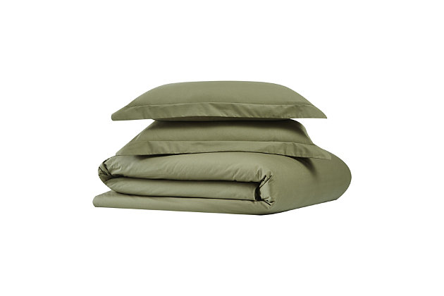 Longing for an instant bedroom refresh? Do yourself a solid by opting for this sumptuously soft solid tone duvet set made of 100% cotton. Crisp, cool and lightweight, like your favorite button-down shirt, this duvet set is made from 100% tight-weave cotton, making it more breathable so you can have a good night’s rest. For hot sleepers, that’s a cool thing. Sure to get softer with every wash, the duvet uses a simple 11" flap to allow for easy insertion and removal of your down or down alternative comforter. Duvet only; comforter insert not included.Face and back is 100% natural cotton fabric for that soft, natural feel. | This item is imported from india. | This item is machine washable, but care should be taken to wash in appropriate size equipment to avoid damage. | Includes: one twin xl duvet cover 68x90 inches with button enclosure and one standard sham 20x26 inches.  comforter insert not included and must be purchased separately. | Made of forged aluminum | Made in italy