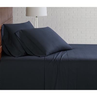 Brooklyn Loom Classic Cotton 3 Piece Twin Sheet Set, Black, rollover